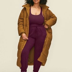 Girlfriend Collective Long Puffer in Saddle